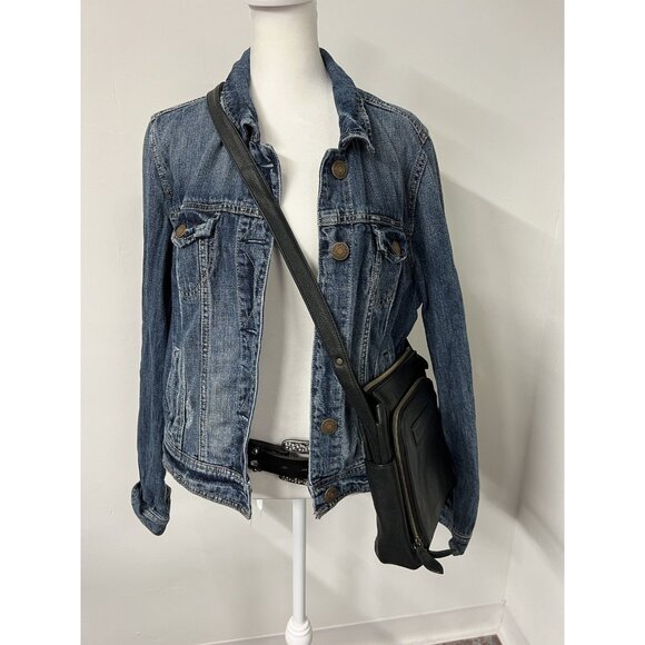 Vtg Fossil 1954 75082 Black Genuine Leather Adjustable Shoulder Bag Purse Charm - Picture 1 of 10